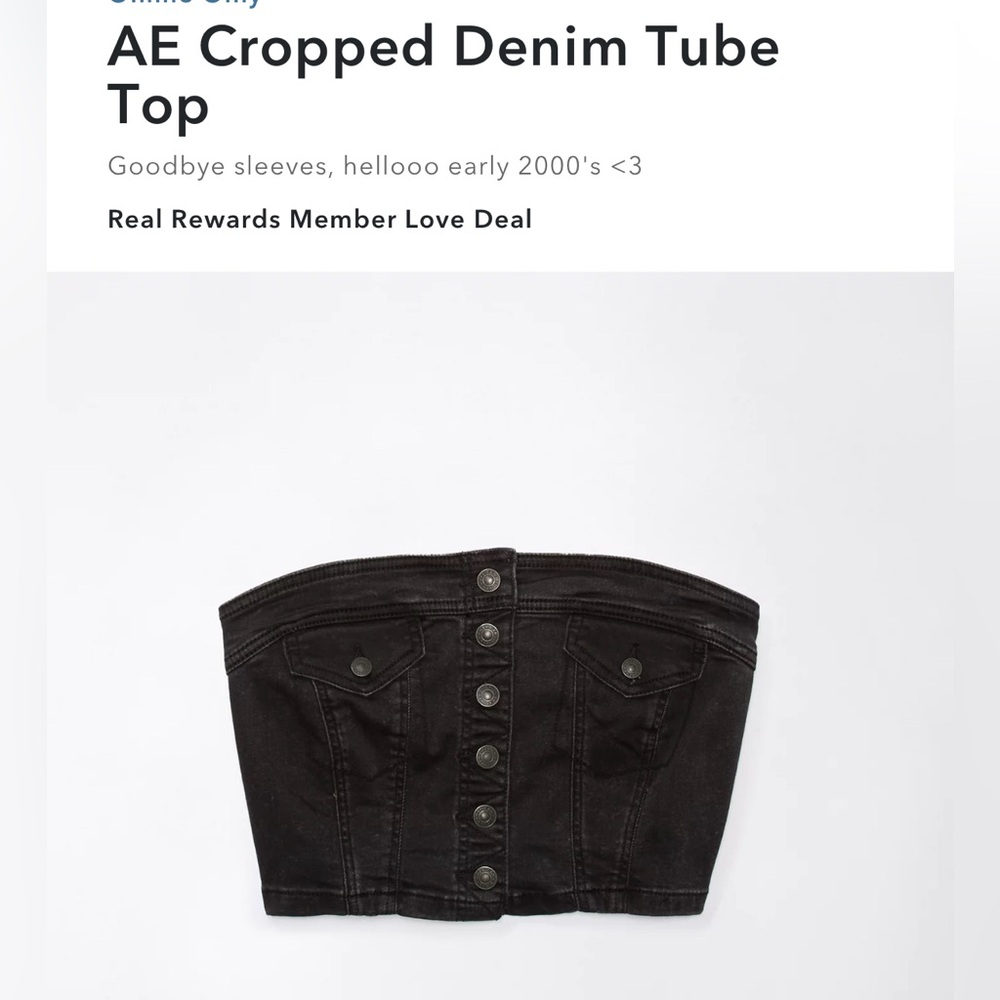 American Eagle Cropped Denim Tube Top